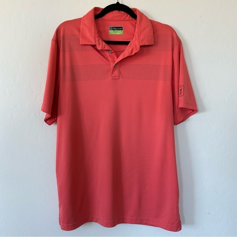 PGA Tour Pro Series Coral Pink Athletic Fit Short Sleeve Golf Polo Large